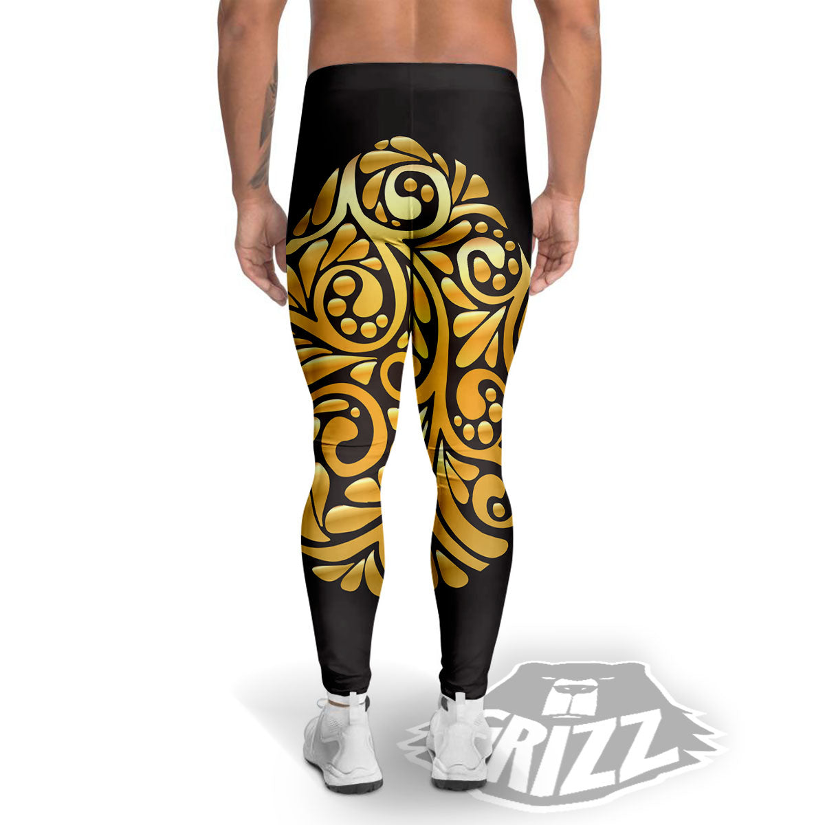 Easter Egg Gold Print Men's Leggings-grizzshop