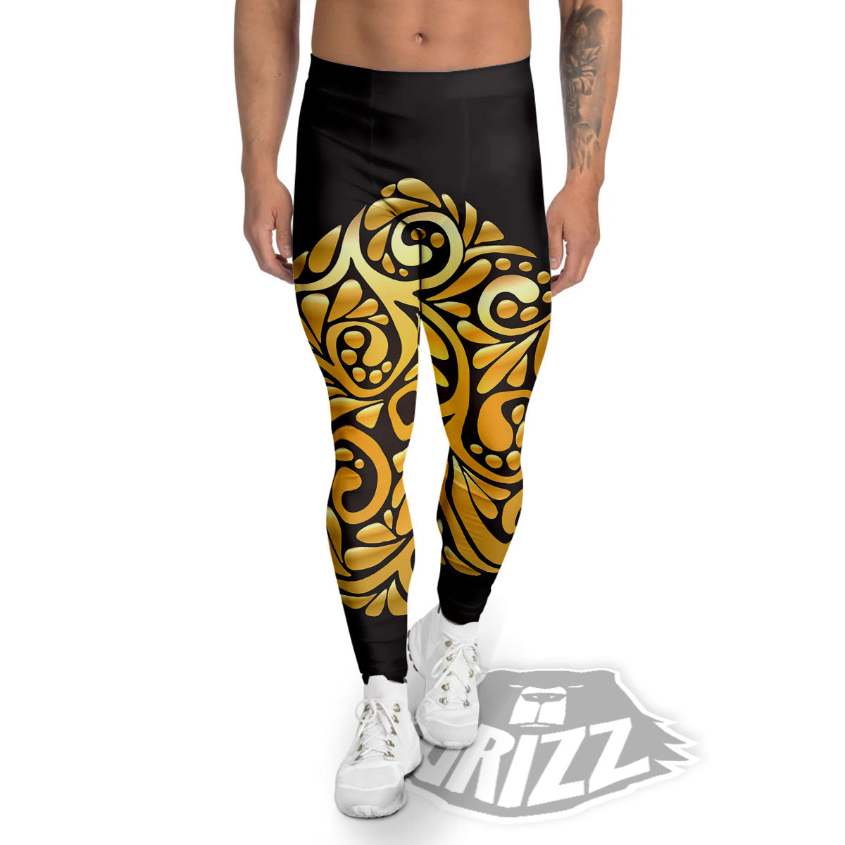 Easter Egg Gold Print Men's Leggings-grizzshop