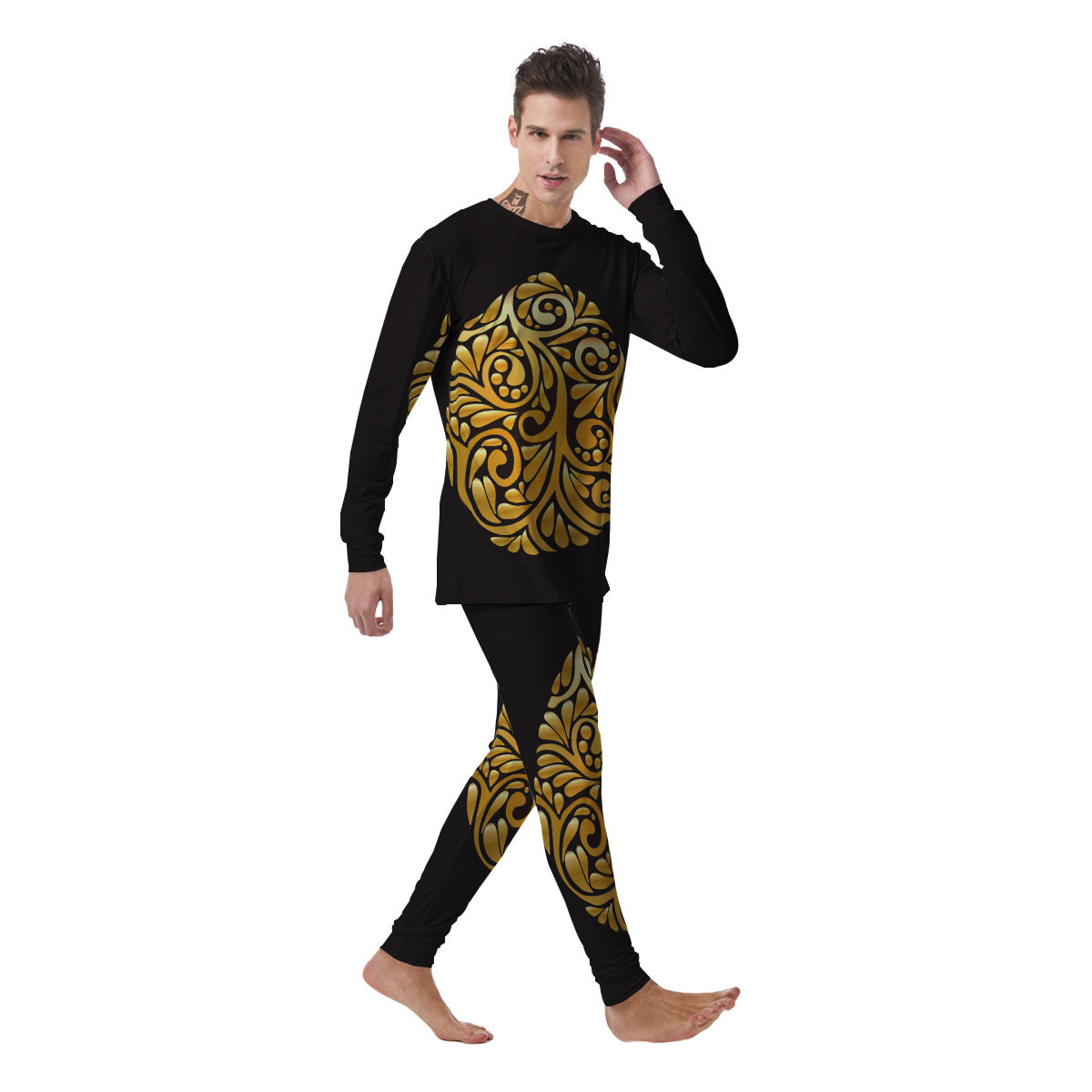 Easter Egg Gold Print Men's Pajamas-grizzshop