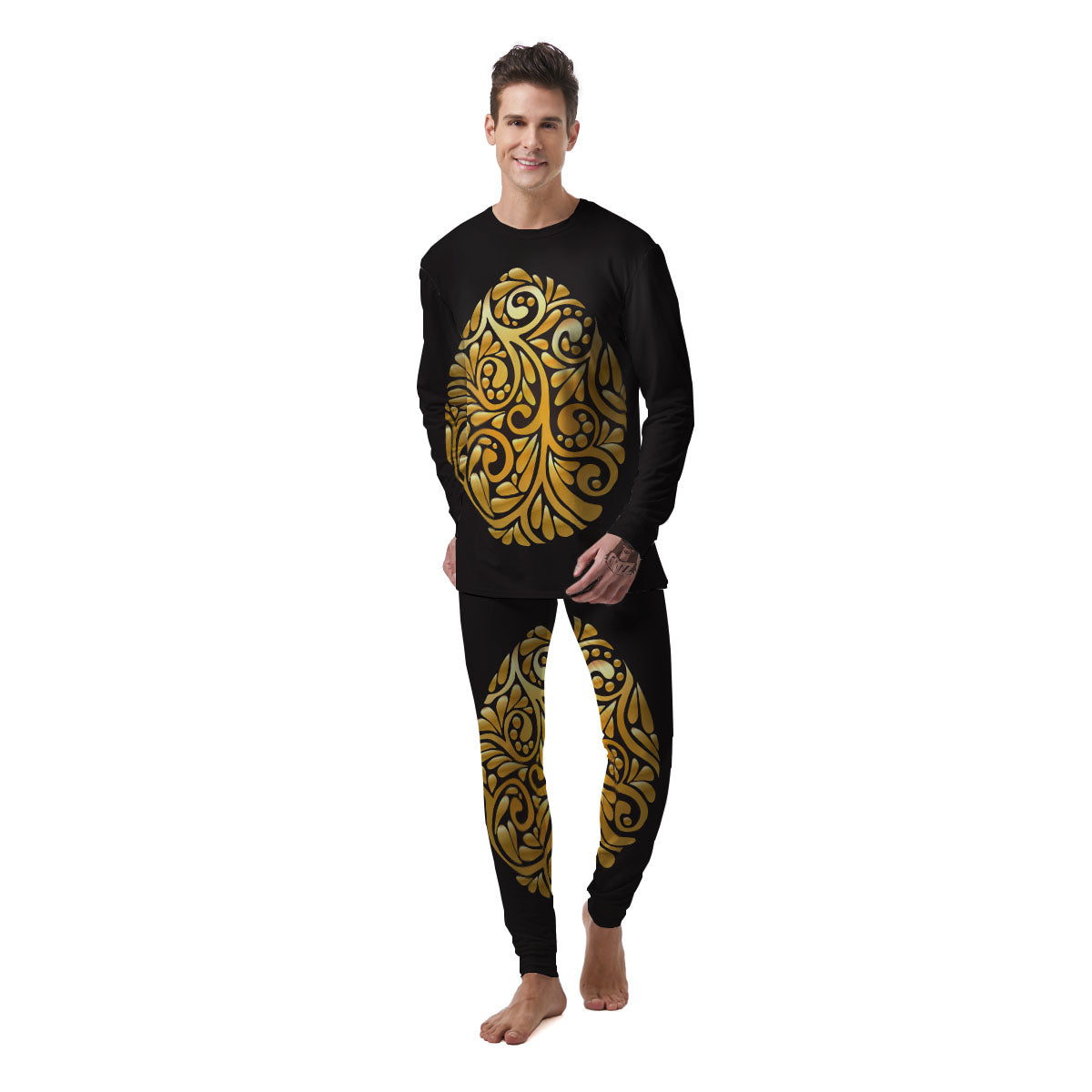 Easter Egg Gold Print Men's Pajamas-grizzshop