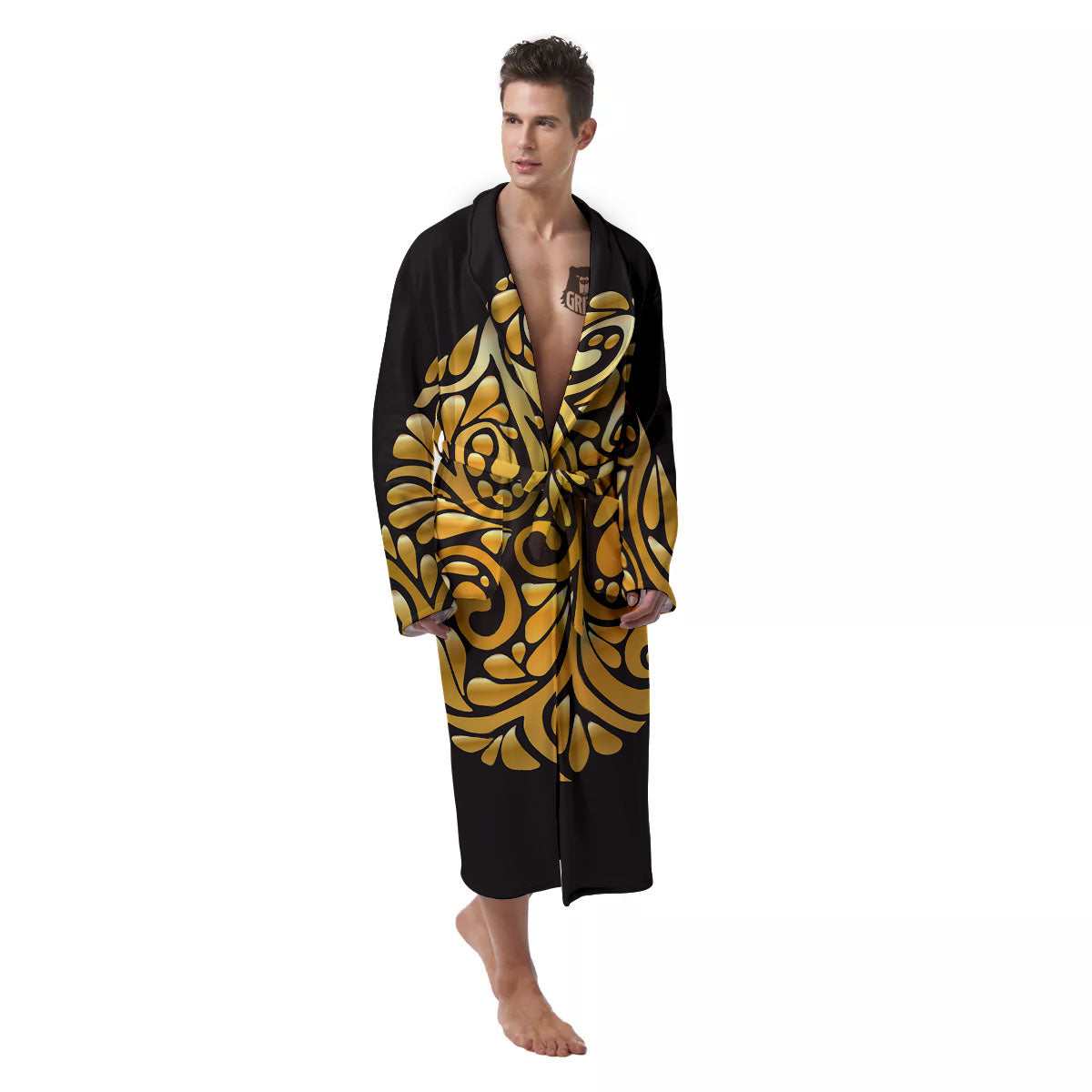 Easter Egg Gold Print Men's Robe-grizzshop