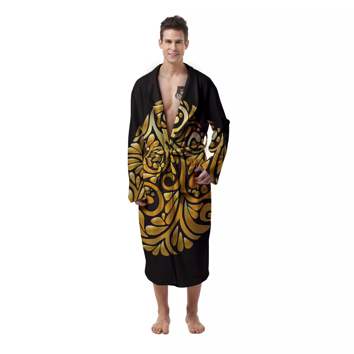 Easter Egg Gold Print Men's Robe-grizzshop