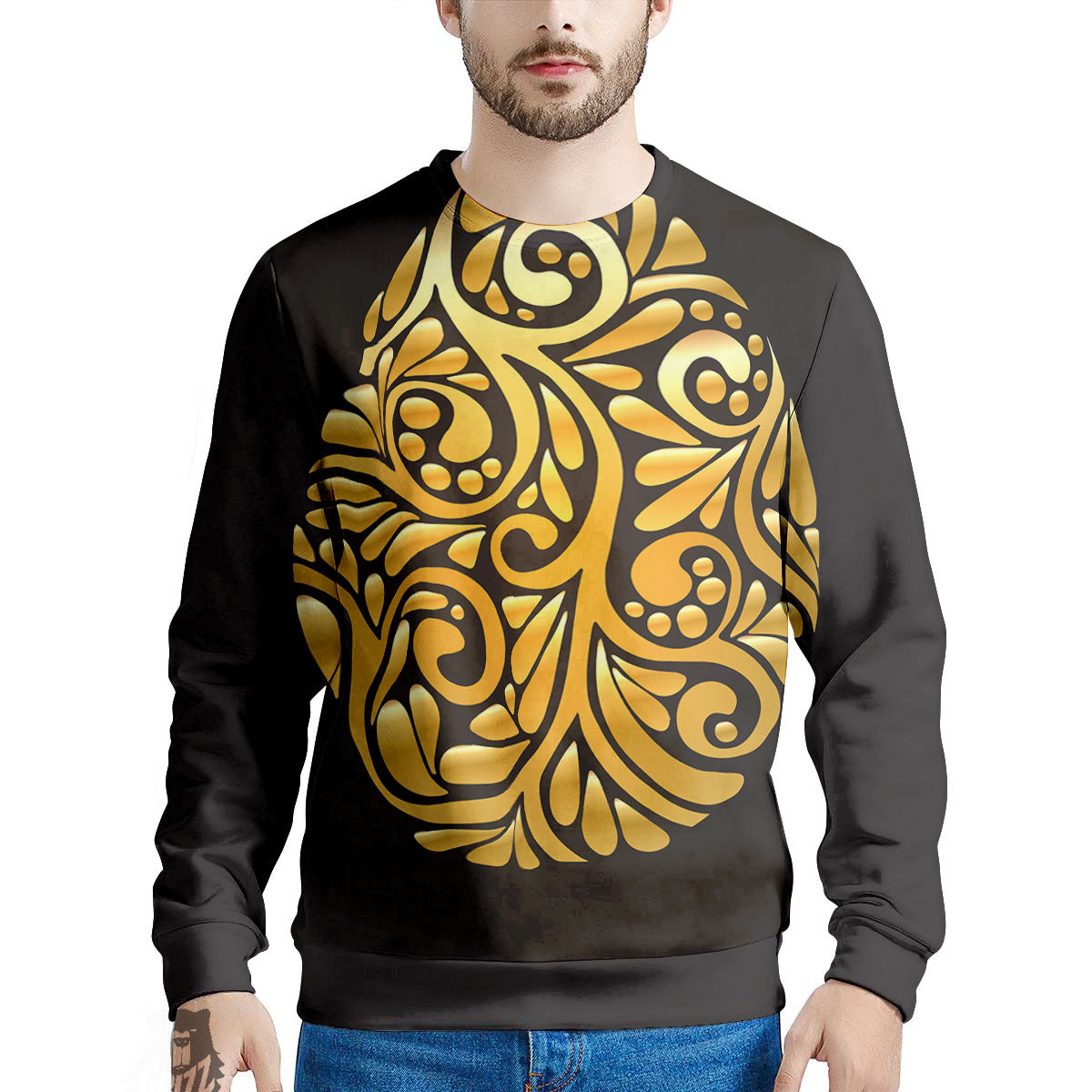 Easter Egg Gold Print Men's Sweatshirt-grizzshop