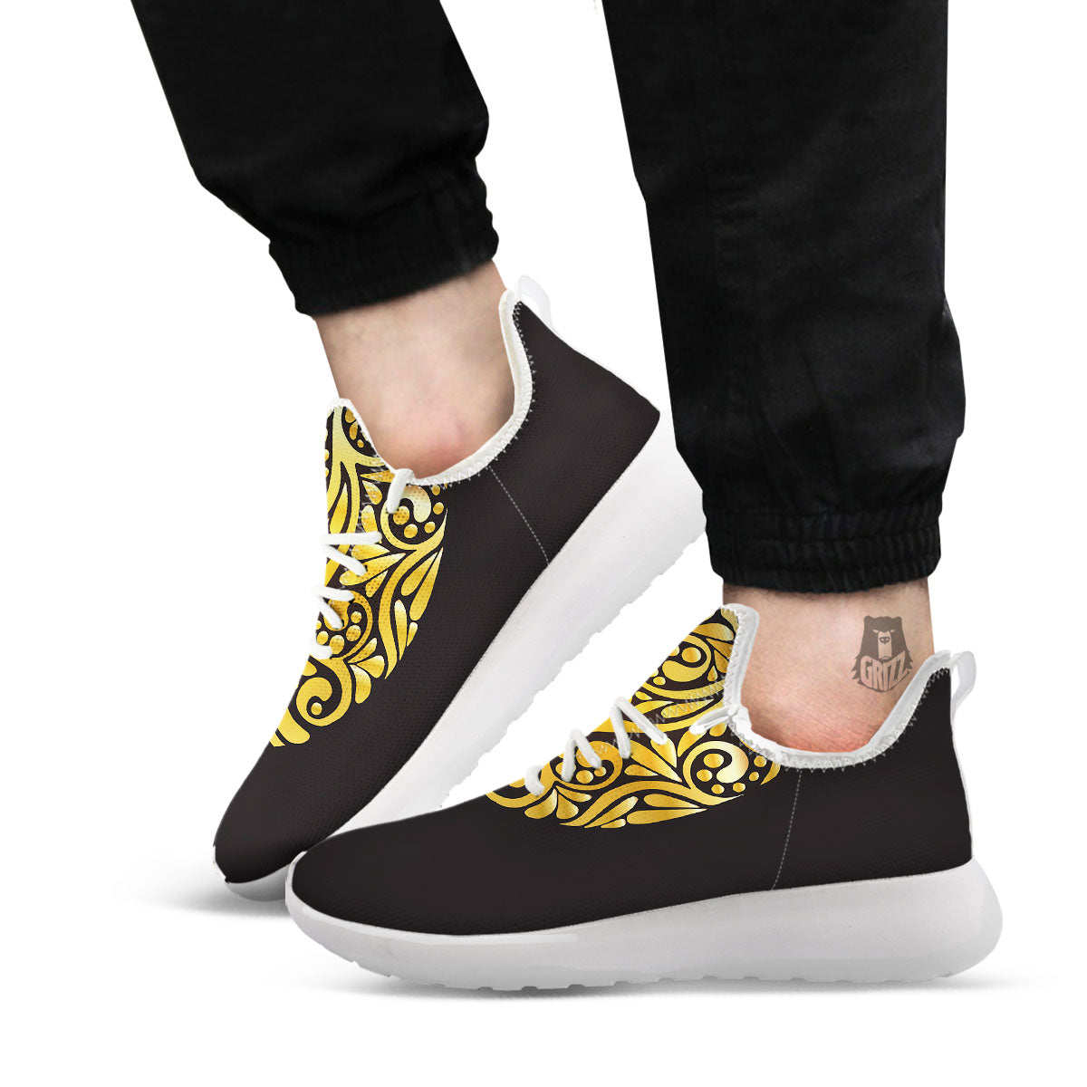 Easter Egg Gold Print White Athletic Shoes-grizzshop