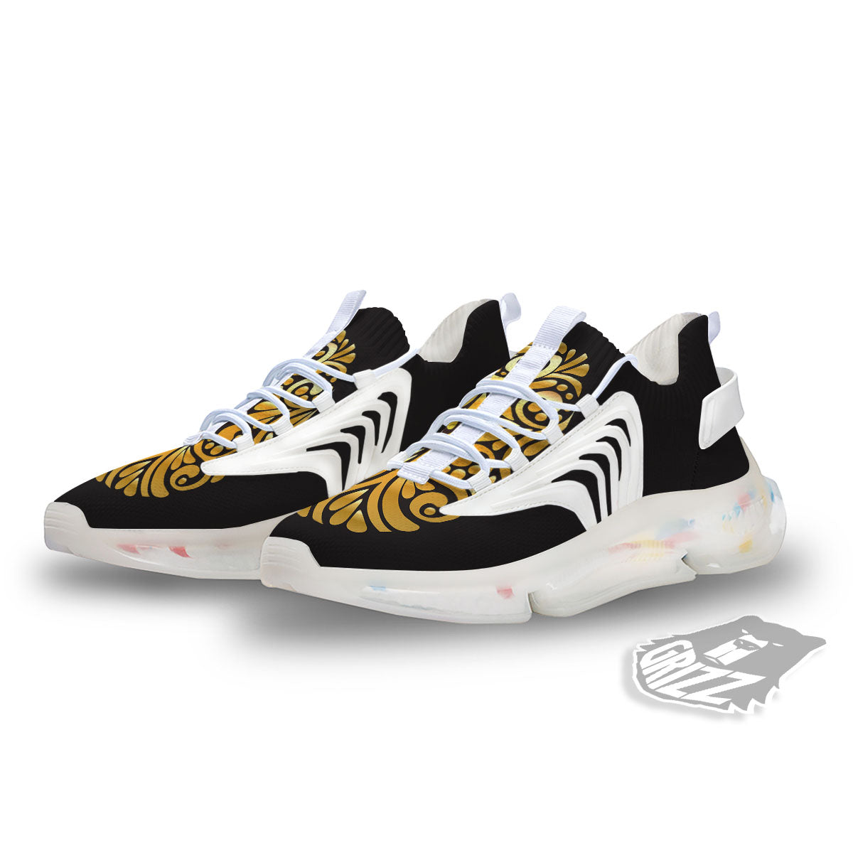 Easter Egg Gold Print White Gym Shoes-grizzshop