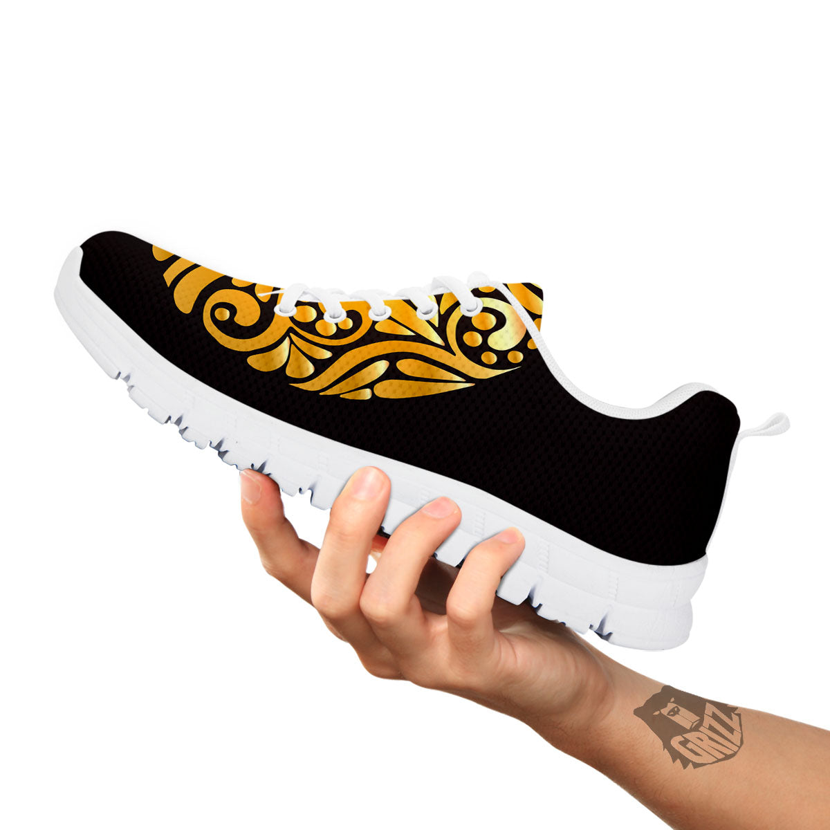 Easter Egg Gold Print White Sneaker-grizzshop
