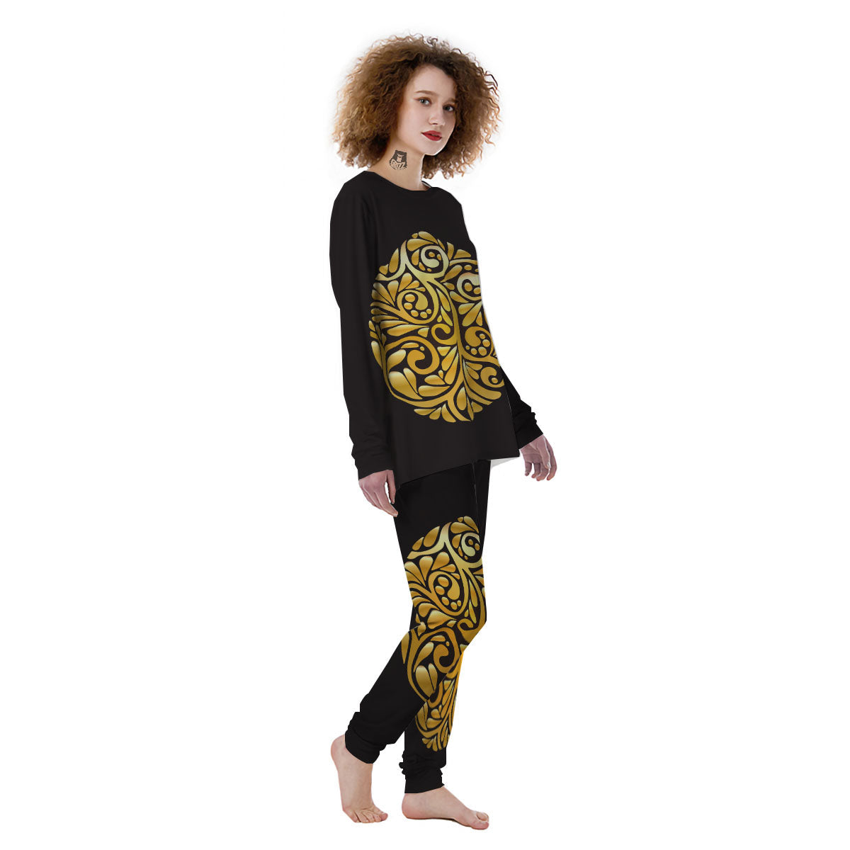 Easter Egg Gold Print Women's Pajamas-grizzshop