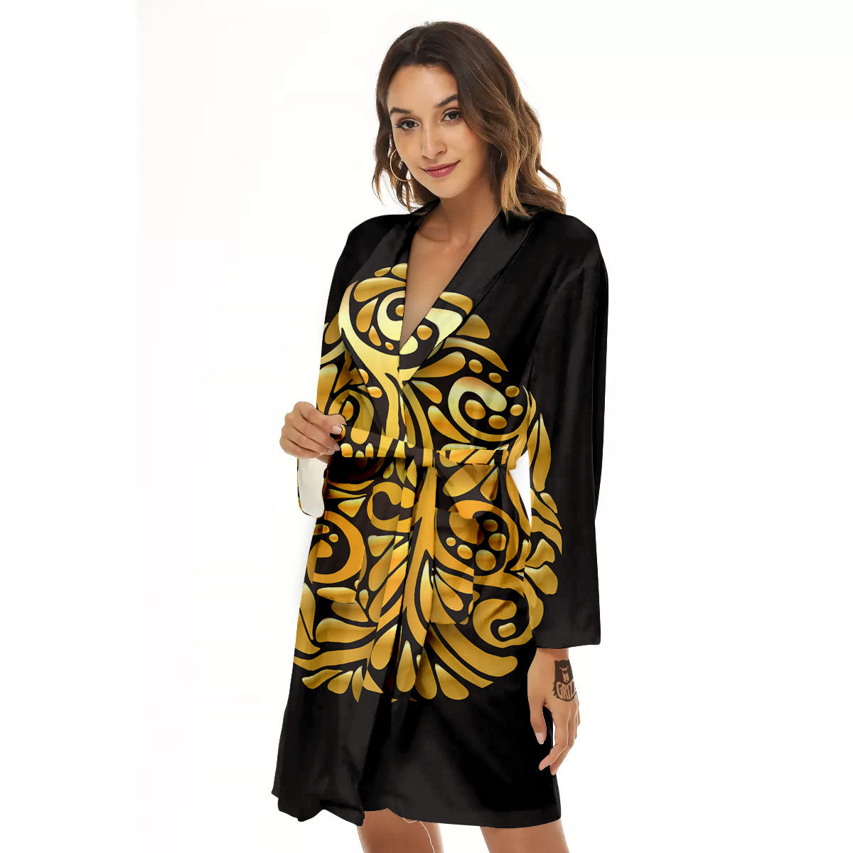 Easter Egg Gold Print Women's Robe-grizzshop