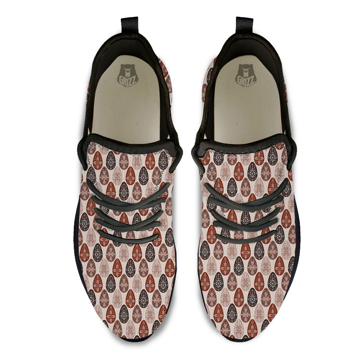 Easter Eggs Bohemian Print Pattern Black Athletic Shoes-grizzshop