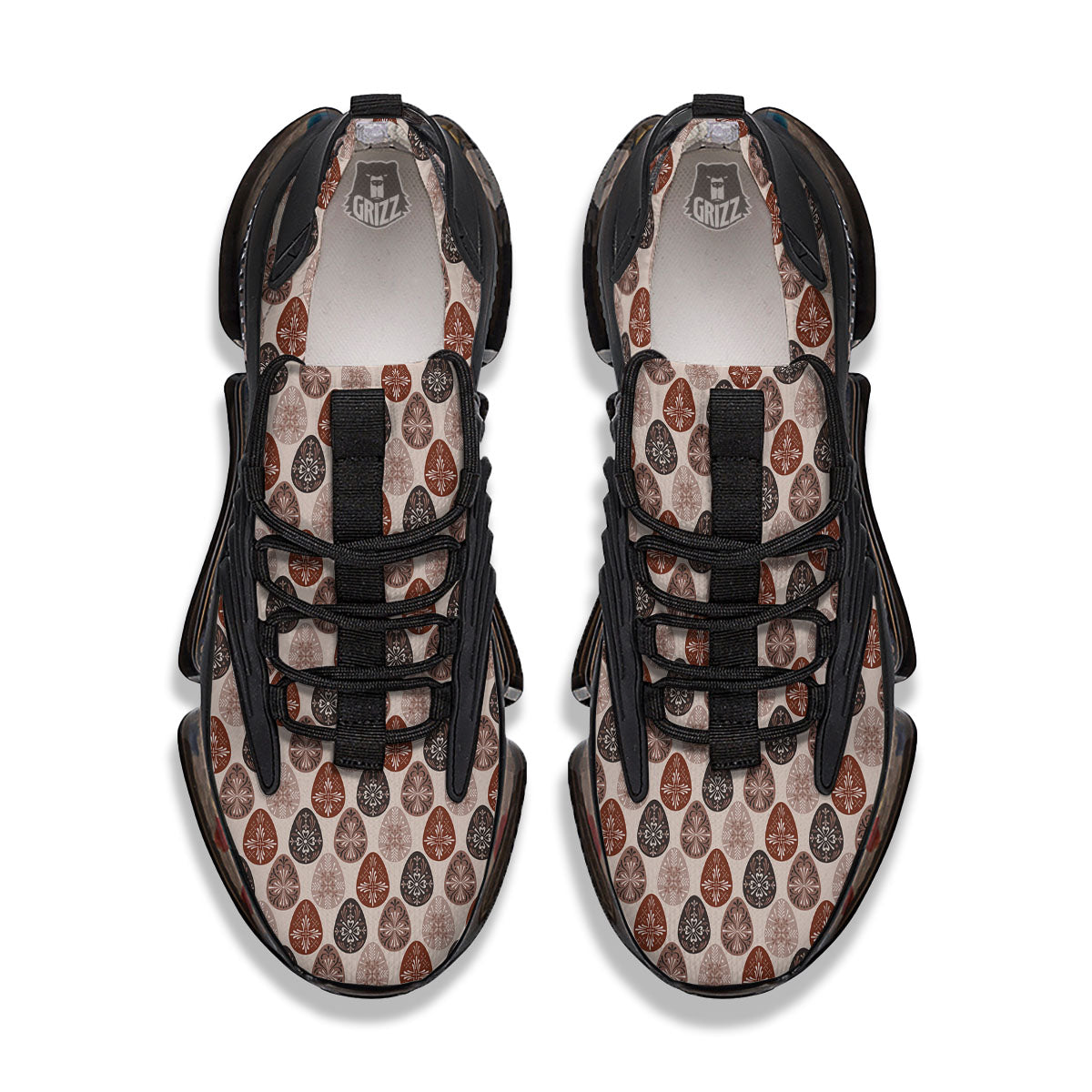 Easter Eggs Bohemian Print Pattern Black Gym Shoes-grizzshop