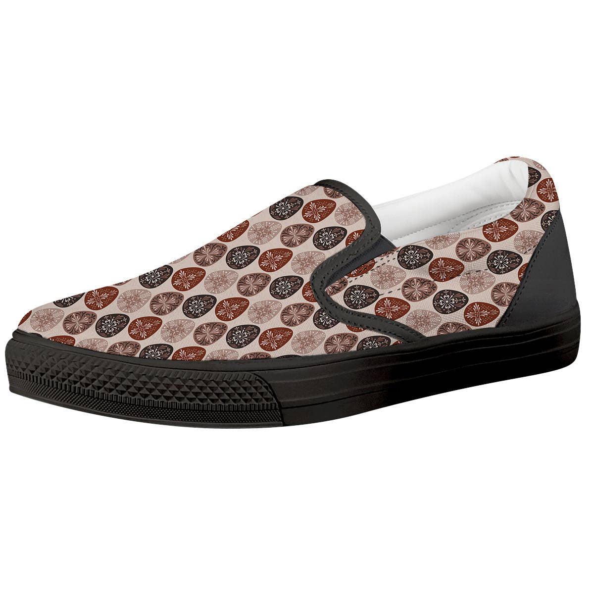 Easter Eggs Bohemian Print Pattern Black Slip On Shoes-grizzshop