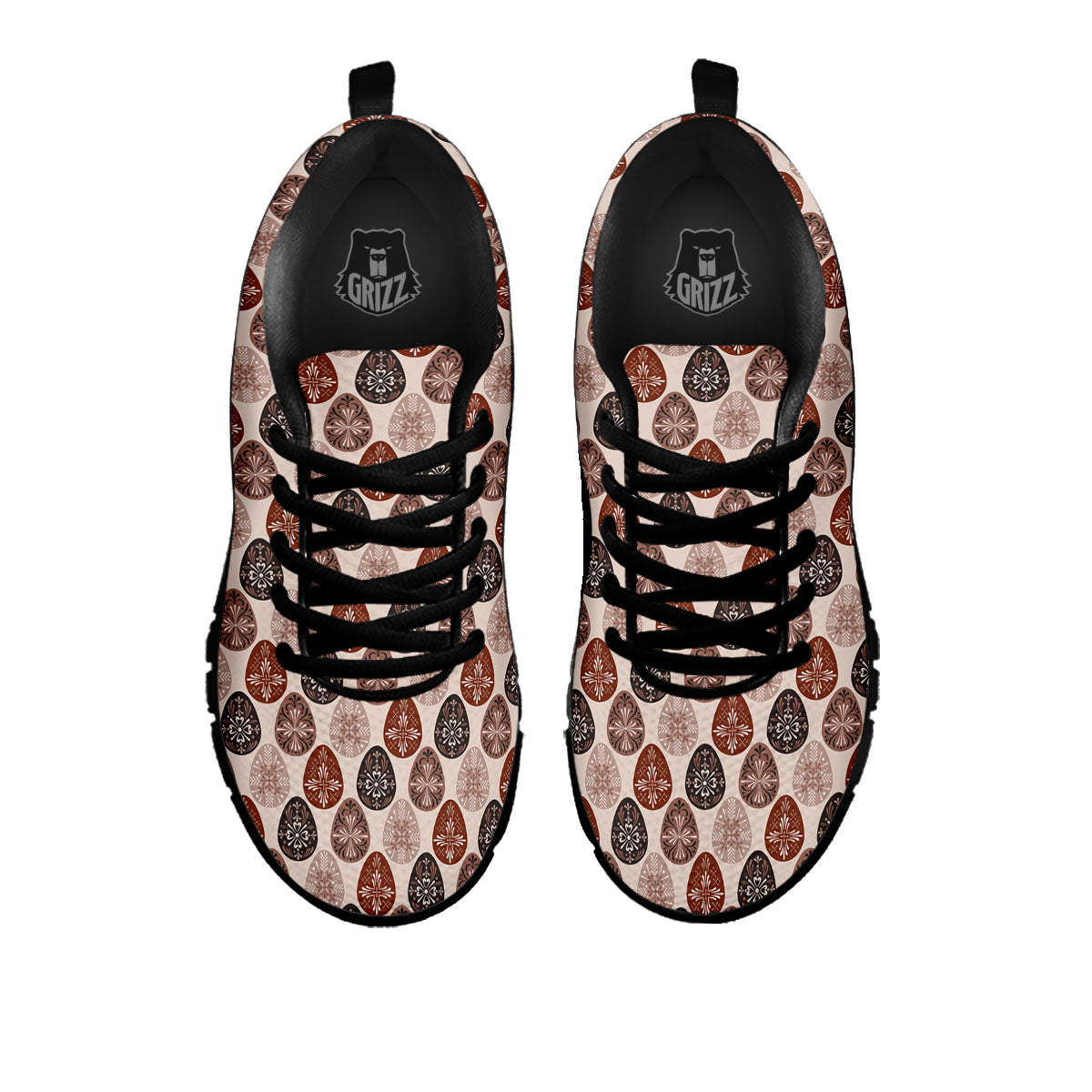 Easter Eggs Bohemian Print Pattern Black Sneaker-grizzshop