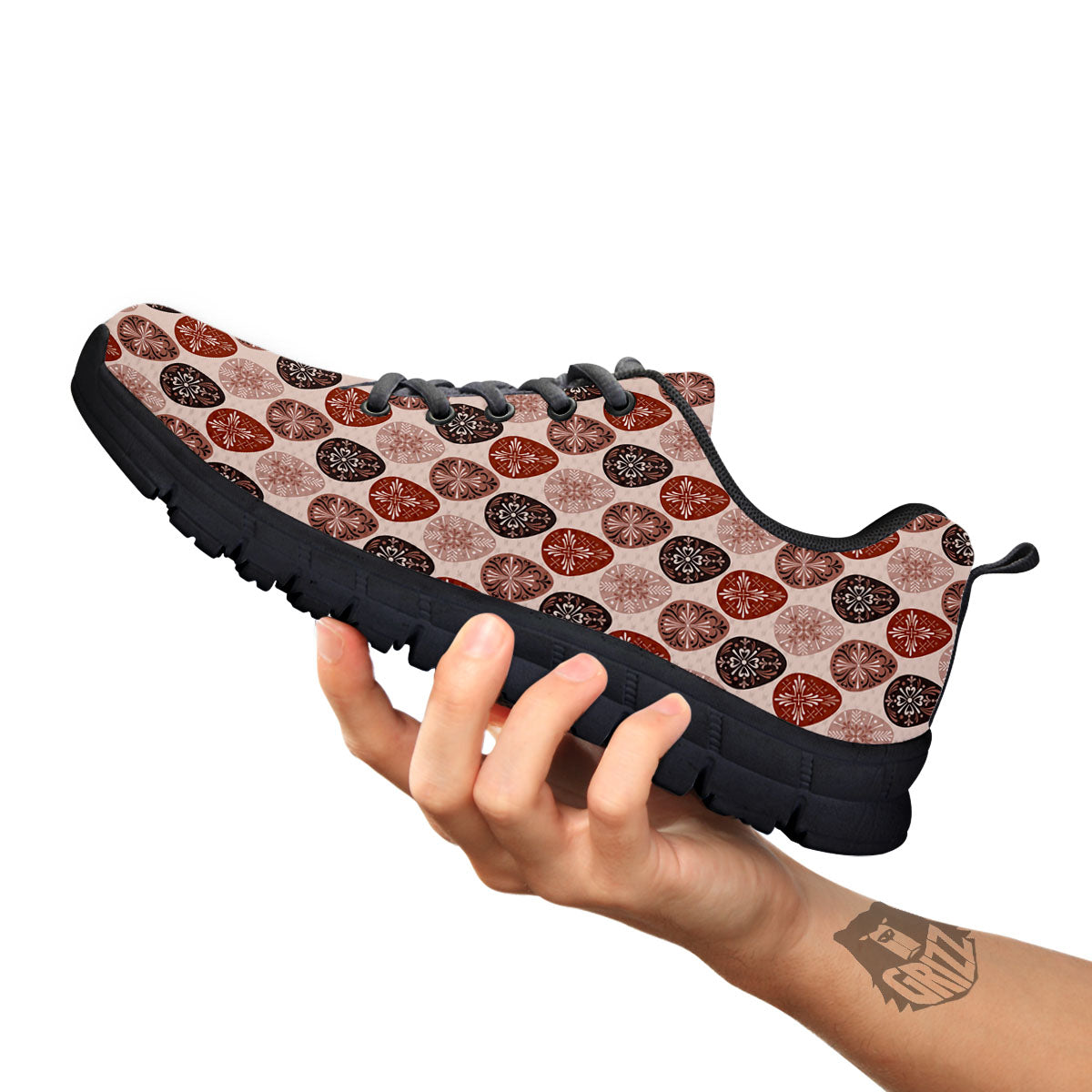 Easter Eggs Bohemian Print Pattern Black Sneaker-grizzshop