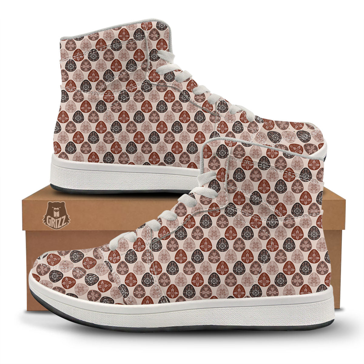 Easter Eggs Bohemian Print Pattern High Top Sneakers-grizzshop