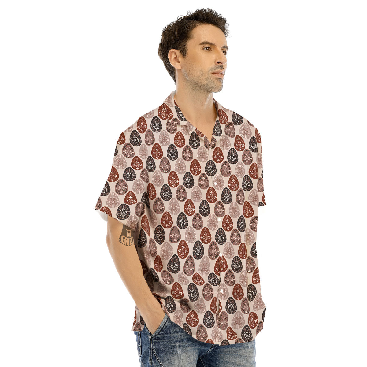 Easter Eggs Bohemian Print Pattern Men's Hawaiian Shirt-grizzshop