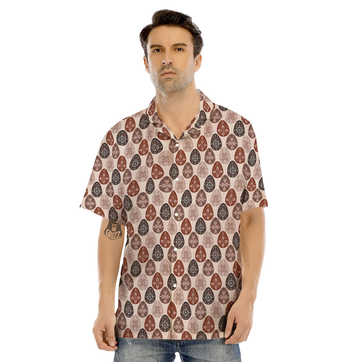 Easter Eggs Bohemian Print Pattern Men's Hawaiian Shirt-grizzshop