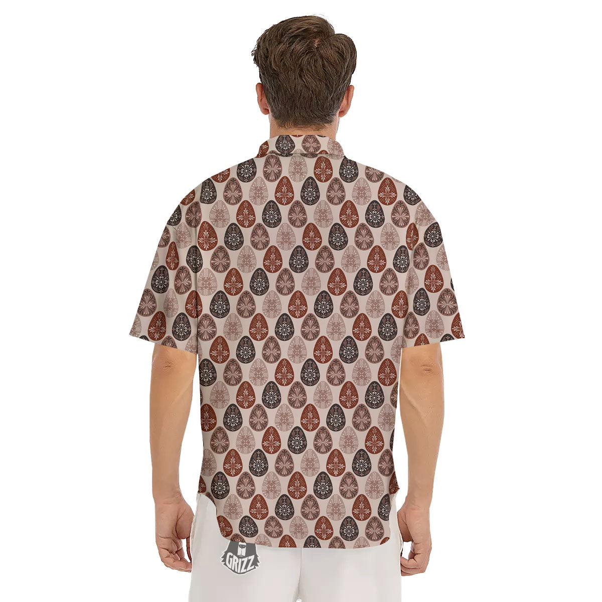 Easter Eggs Bohemian Print Pattern Men's Short Sleeve Shirts-grizzshop