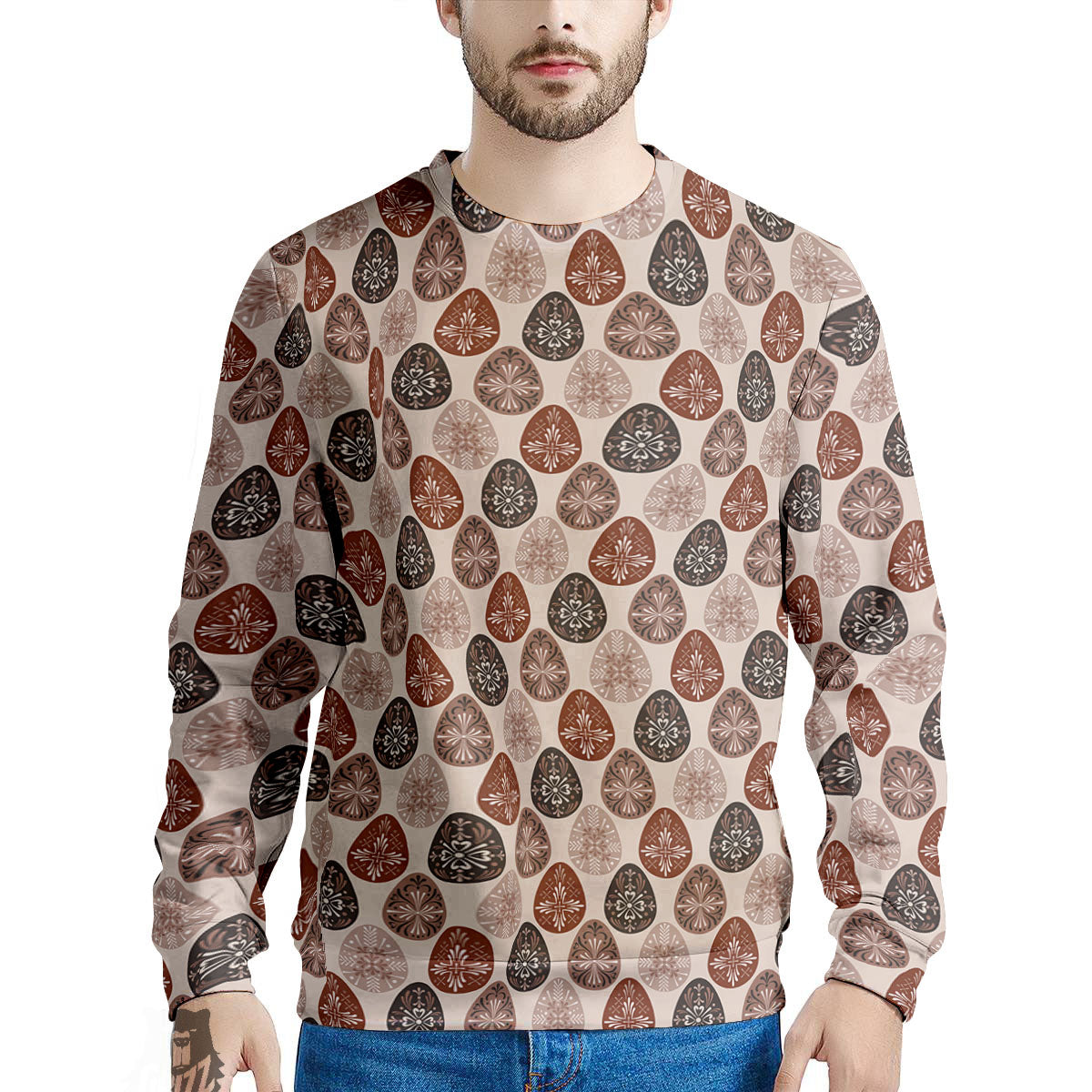 Easter Eggs Bohemian Print Pattern Men's Sweatshirt-grizzshop
