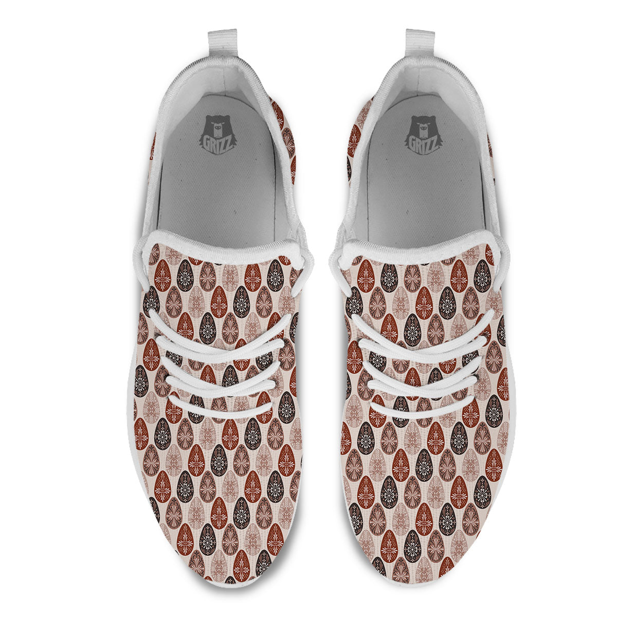 Easter Eggs Bohemian Print Pattern White Athletic Shoes-grizzshop