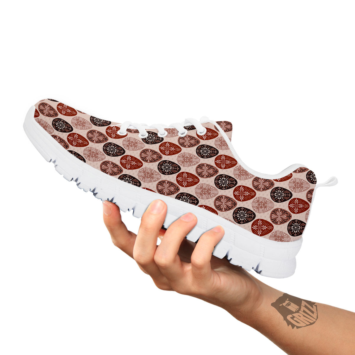 Easter Eggs Bohemian Print Pattern White Sneaker-grizzshop