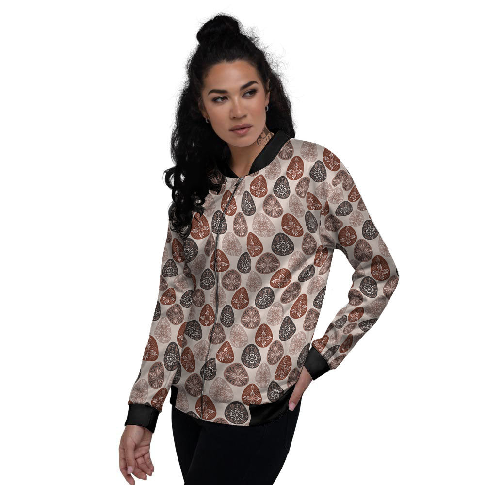 Easter Eggs Bohemian Print Pattern Women's Bomber Jacket-grizzshop