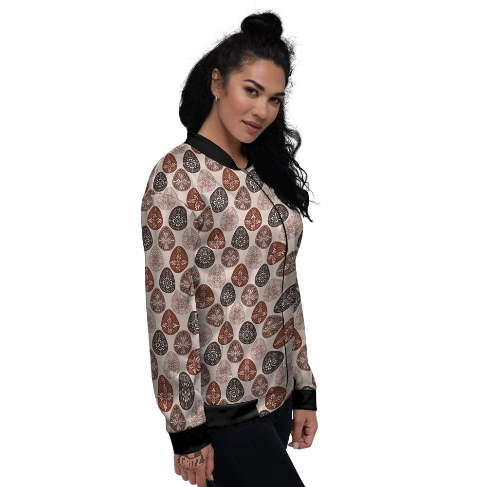 Easter Eggs Bohemian Print Pattern Women's Bomber Jacket-grizzshop