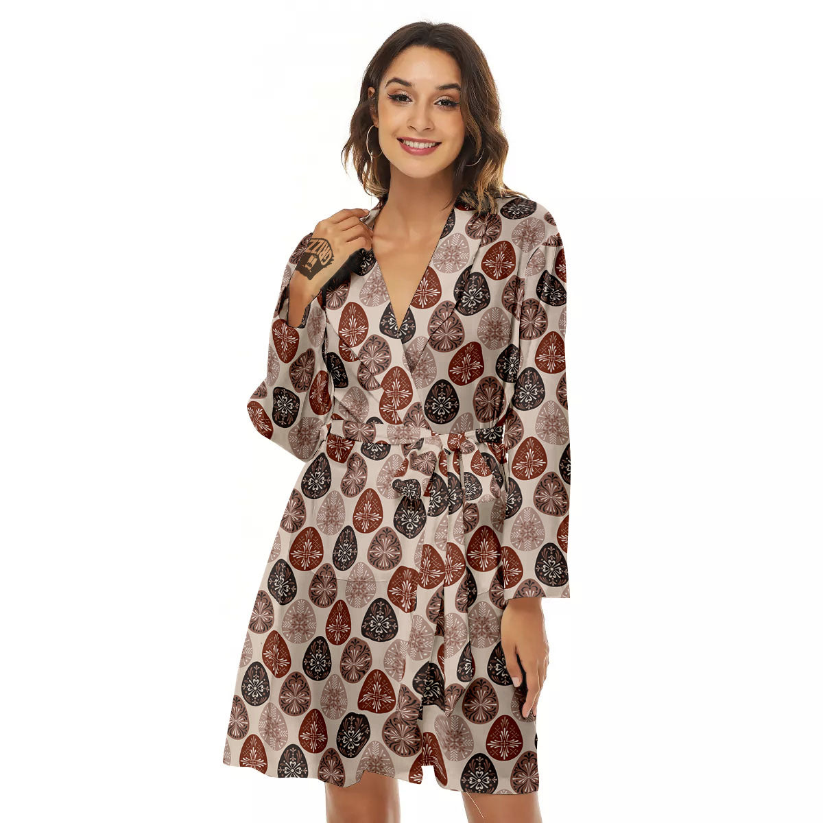 Easter Eggs Bohemian Print Pattern Women's Robe-grizzshop
