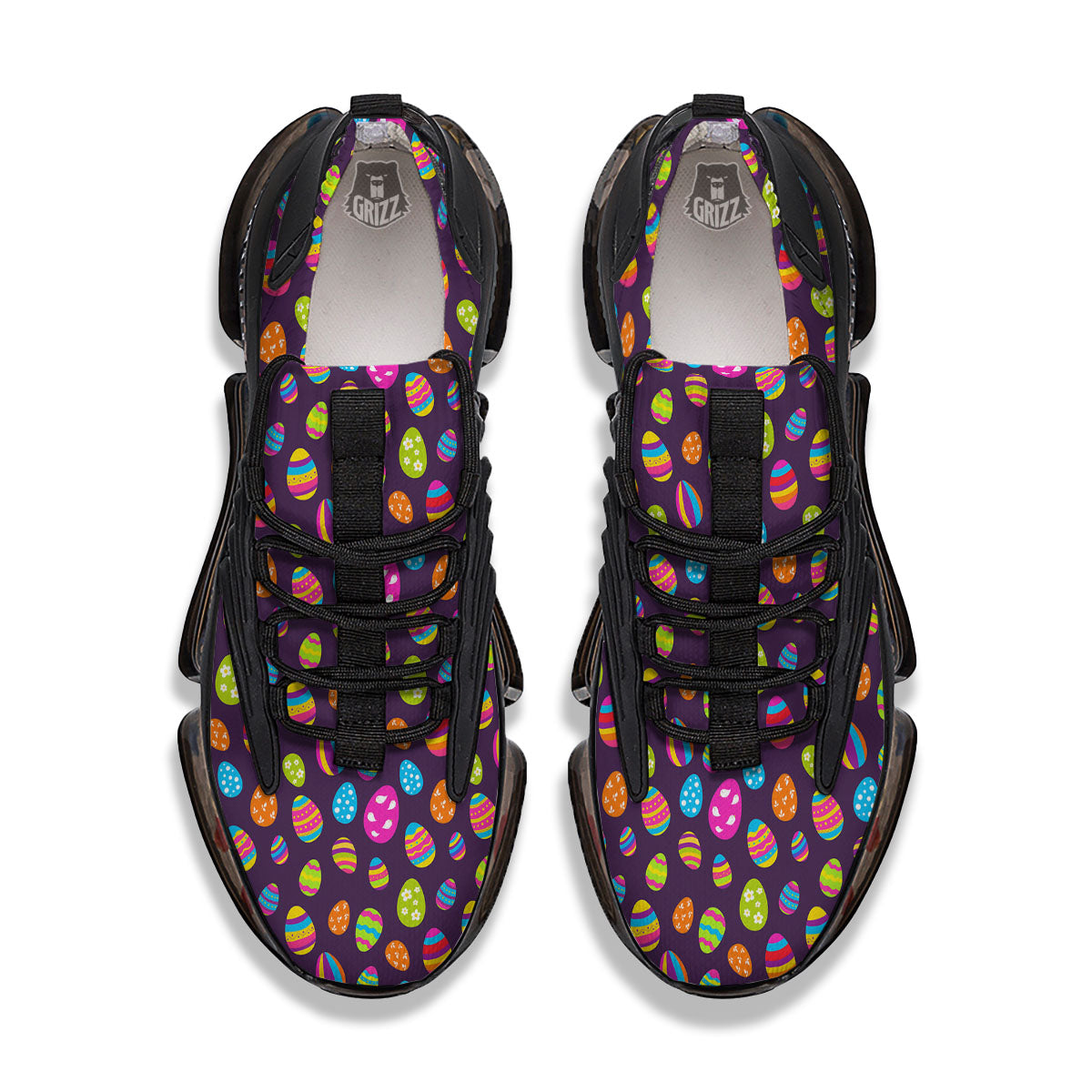 Easter Eggs Colorful Cute Print Pattern Black Gym Shoes-grizzshop