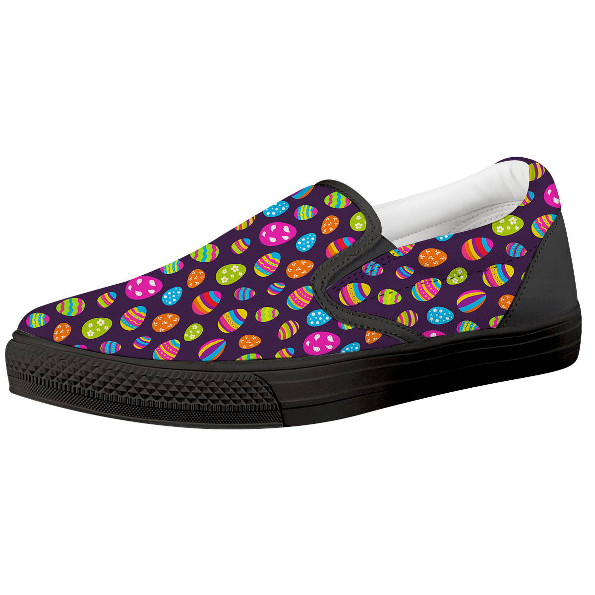 Easter Eggs Colorful Cute Print Pattern Black Slip On Shoes-grizzshop