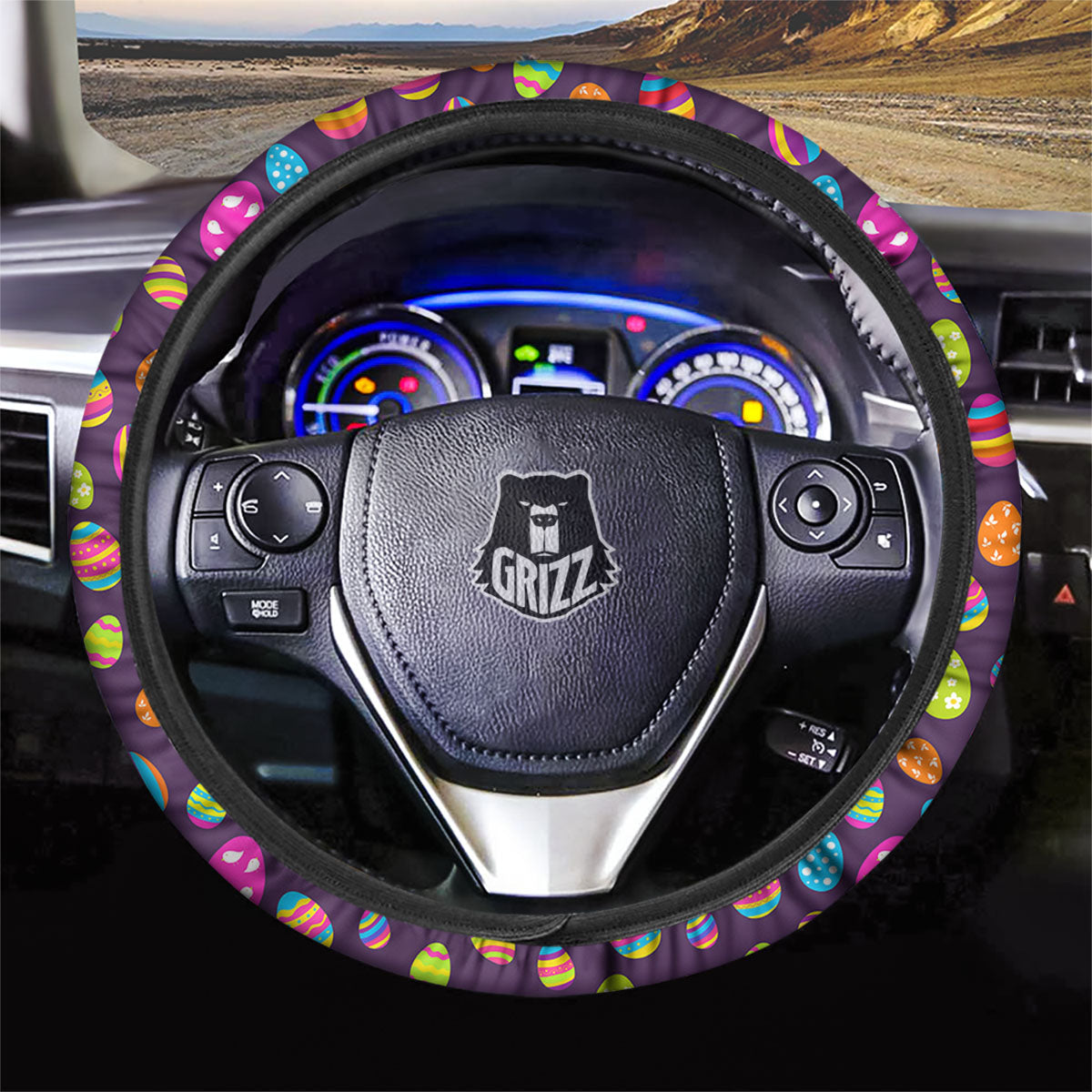 Easter Eggs Colorful Cute Print Pattern Car Steering Wheel Cover-grizzshop