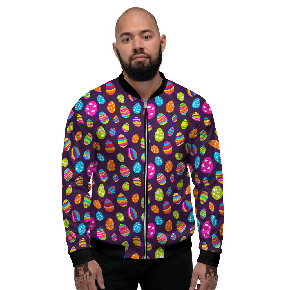 Easter Eggs Colorful Cute Print Pattern Men's Bomber Jacket-grizzshop