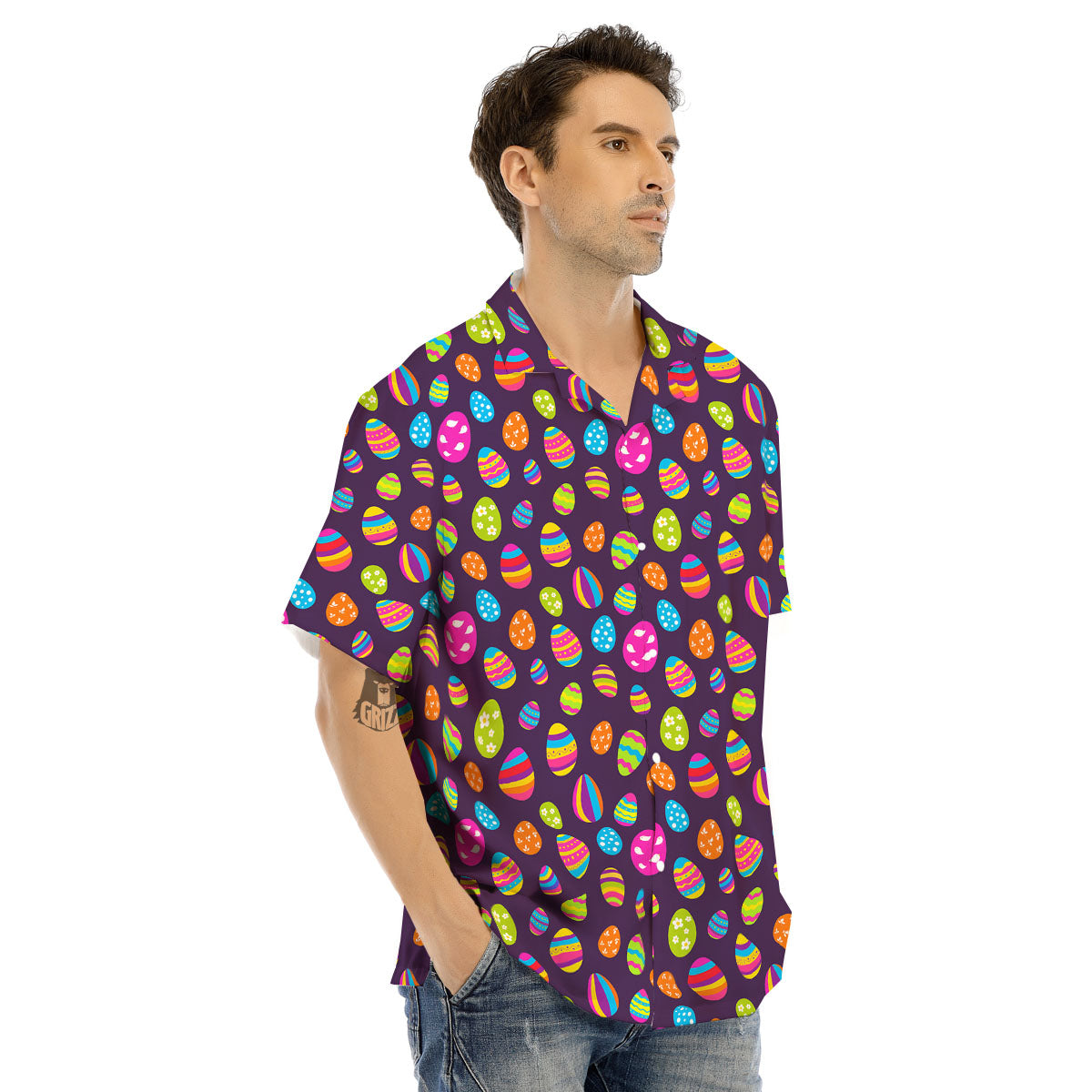 Easter Eggs Colorful Cute Print Pattern Men's Hawaiian Shirt-grizzshop