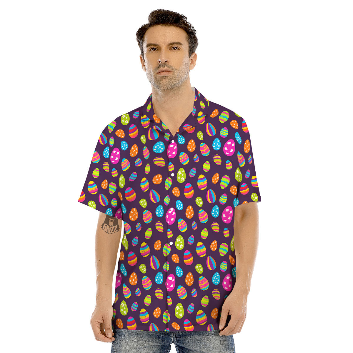 Easter Eggs Colorful Cute Print Pattern Men's Hawaiian Shirt-grizzshop