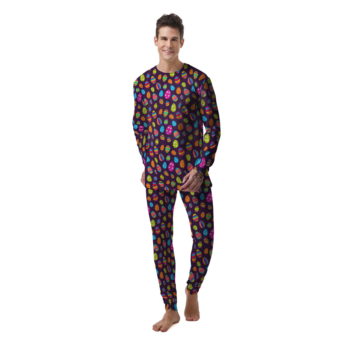Easter Eggs Colorful Cute Print Pattern Men's Pajamas-grizzshop