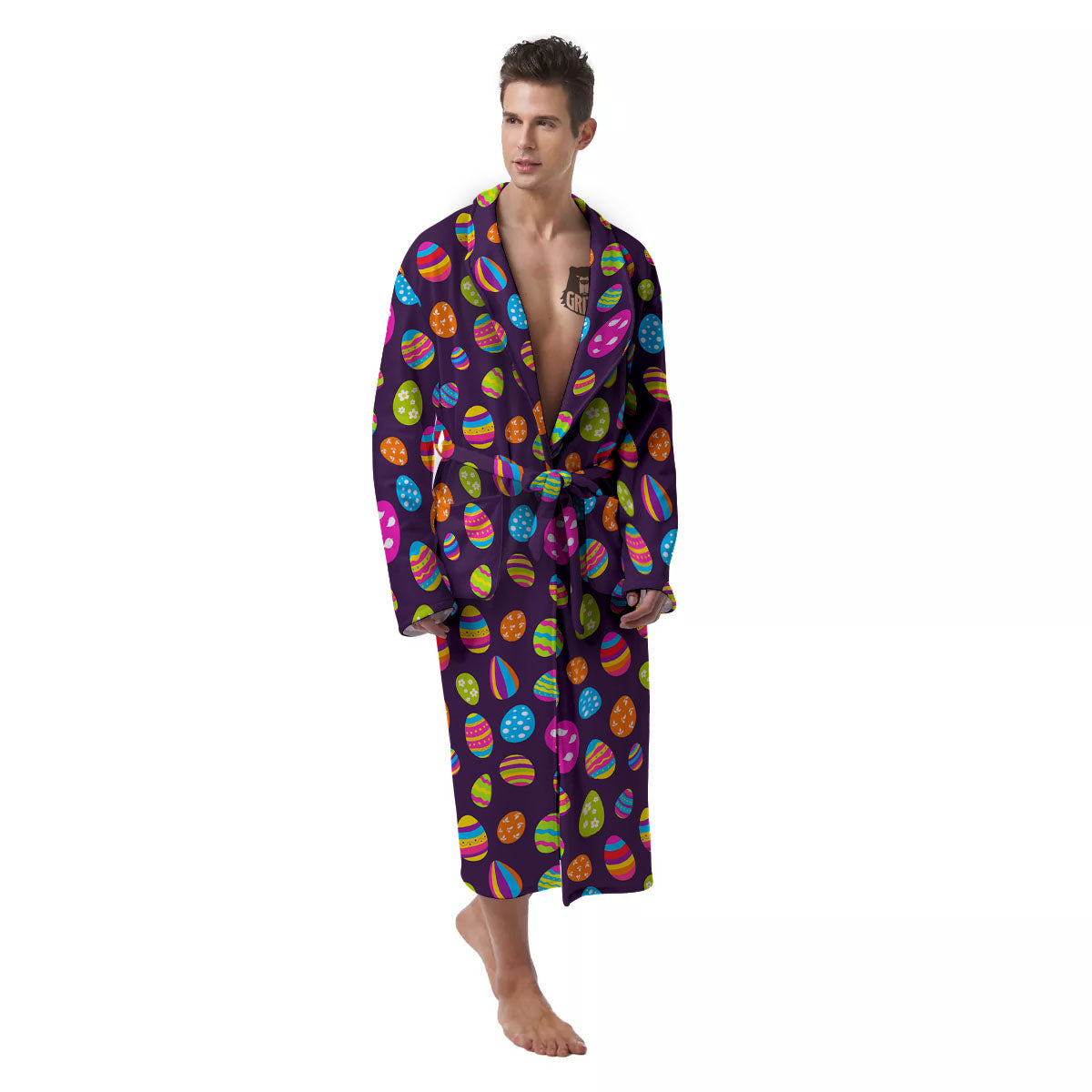 Easter Eggs Colorful Cute Print Pattern Men's Robe-grizzshop