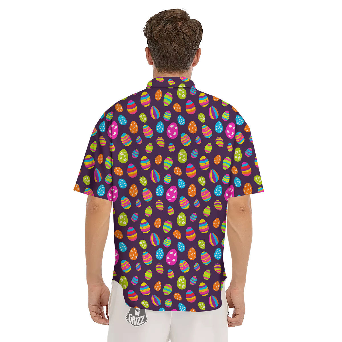 Easter Eggs Colorful Cute Print Pattern Men's Short Sleeve Shirts-grizzshop