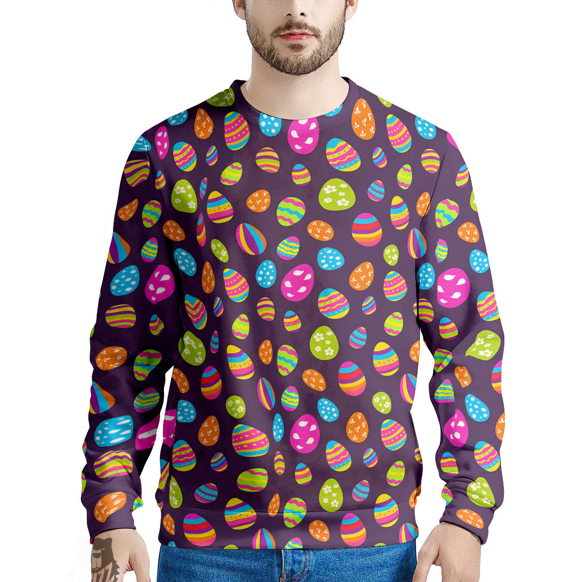 Easter Eggs Colorful Cute Print Pattern Men's Sweatshirt-grizzshop