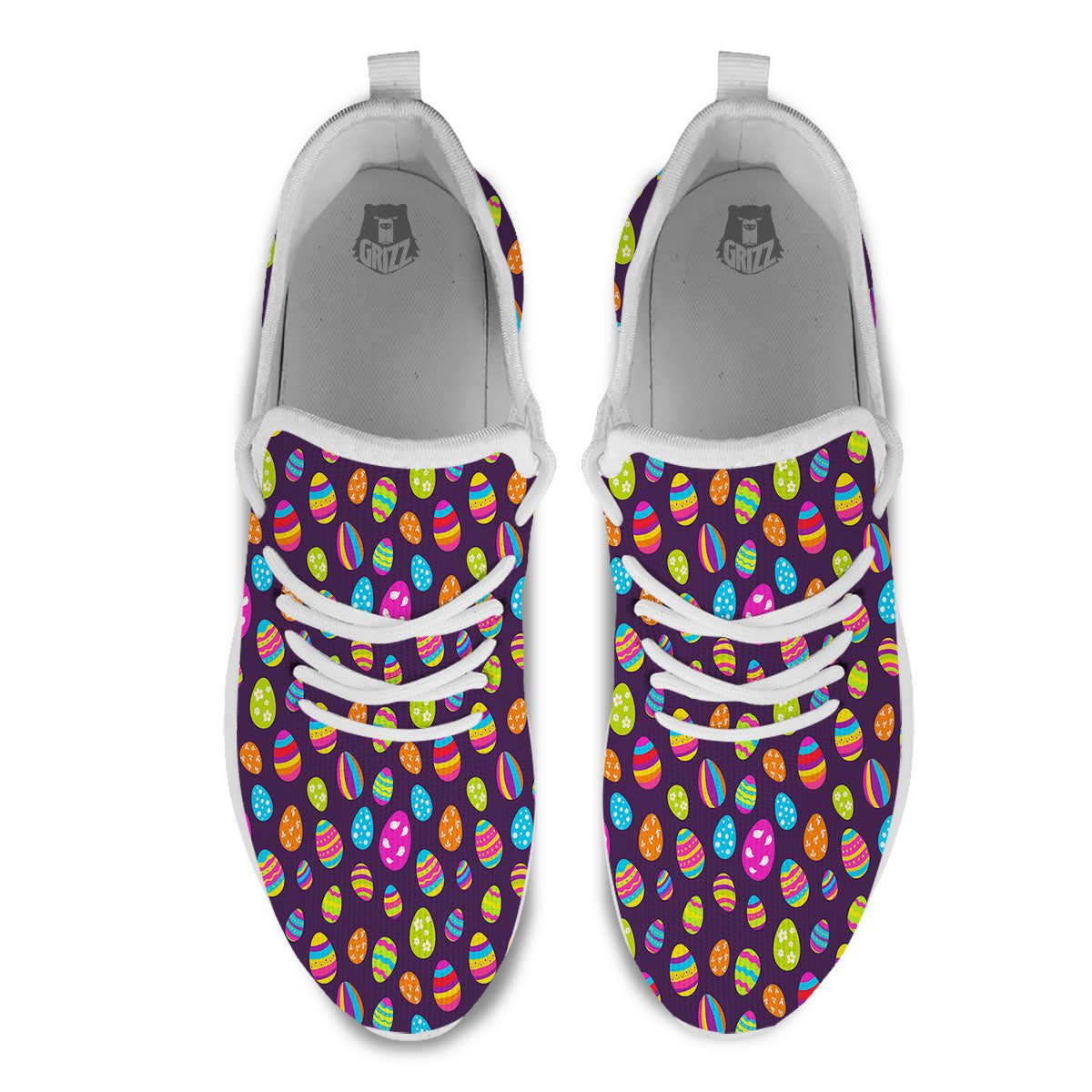 Easter Eggs Colorful Cute Print Pattern White Athletic Shoes-grizzshop