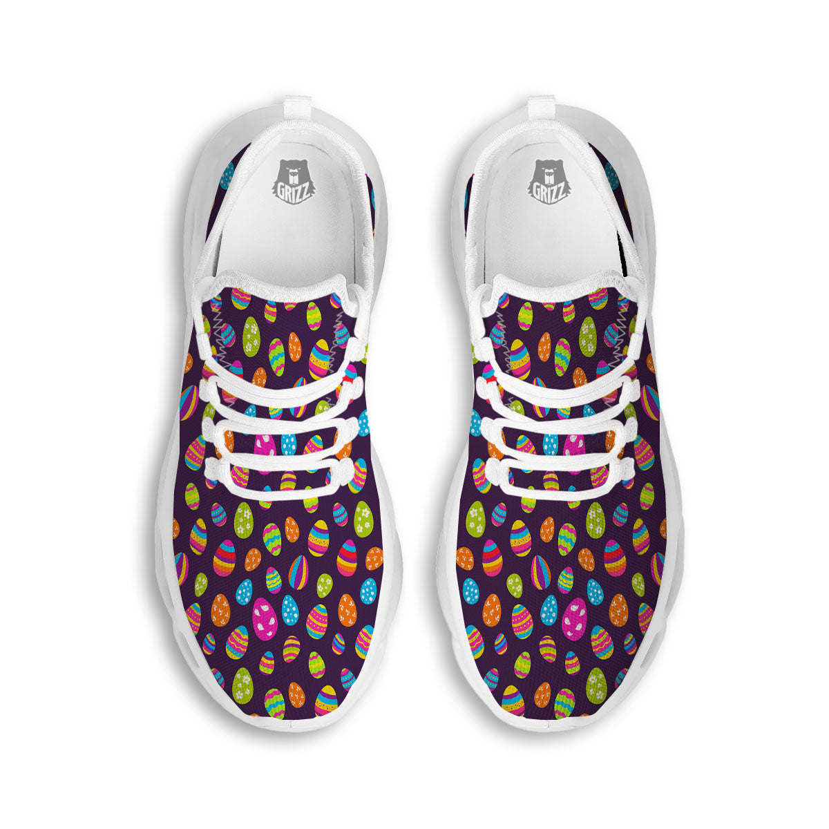 Easter Eggs Colorful Cute Print Pattern White Running Shoes-grizzshop