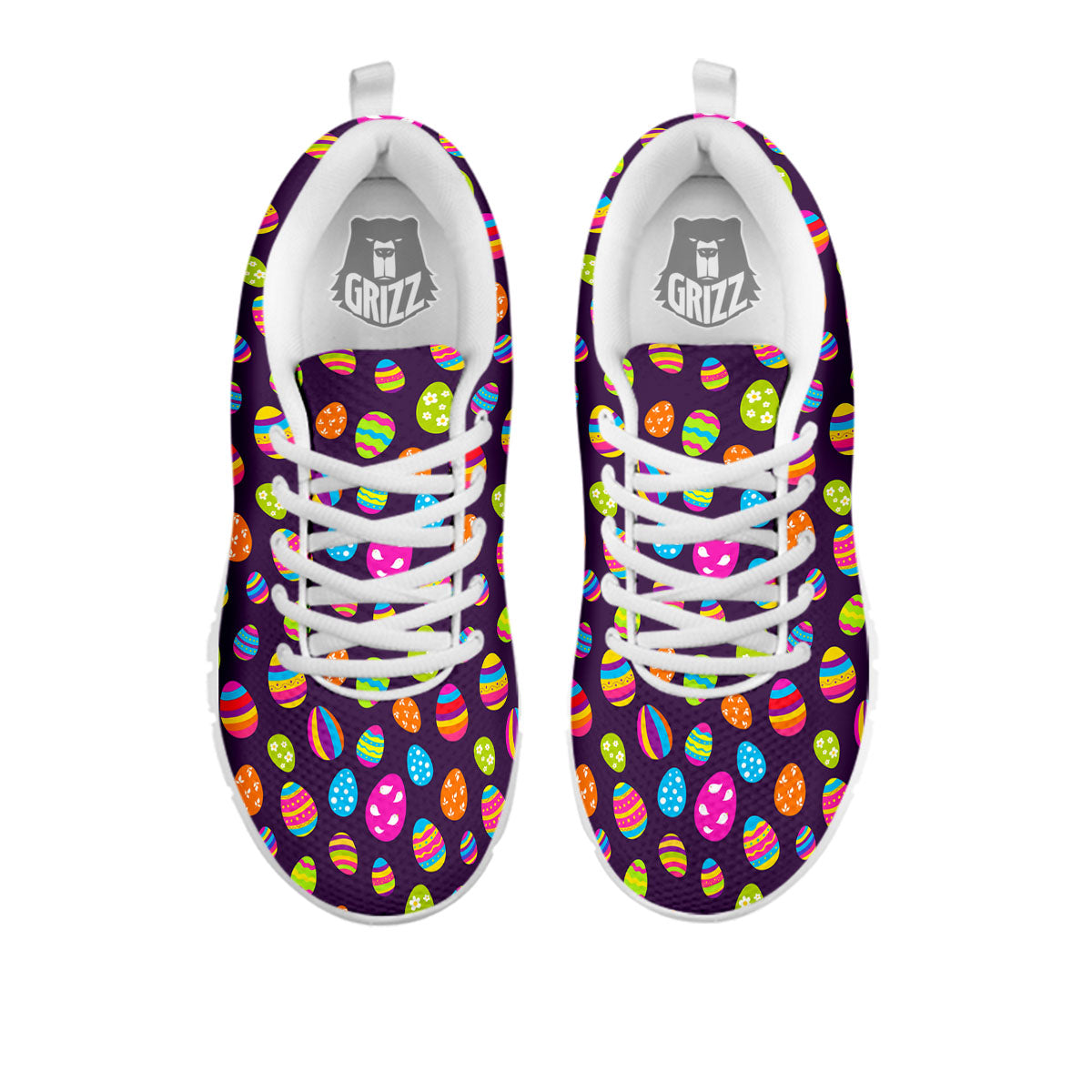 Easter Eggs Colorful Cute Print Pattern White Sneaker-grizzshop