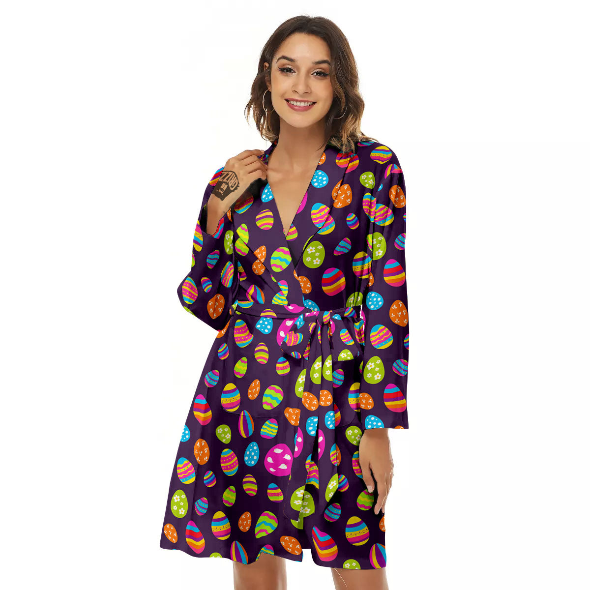 Easter Eggs Colorful Cute Print Pattern Women's Robe-grizzshop