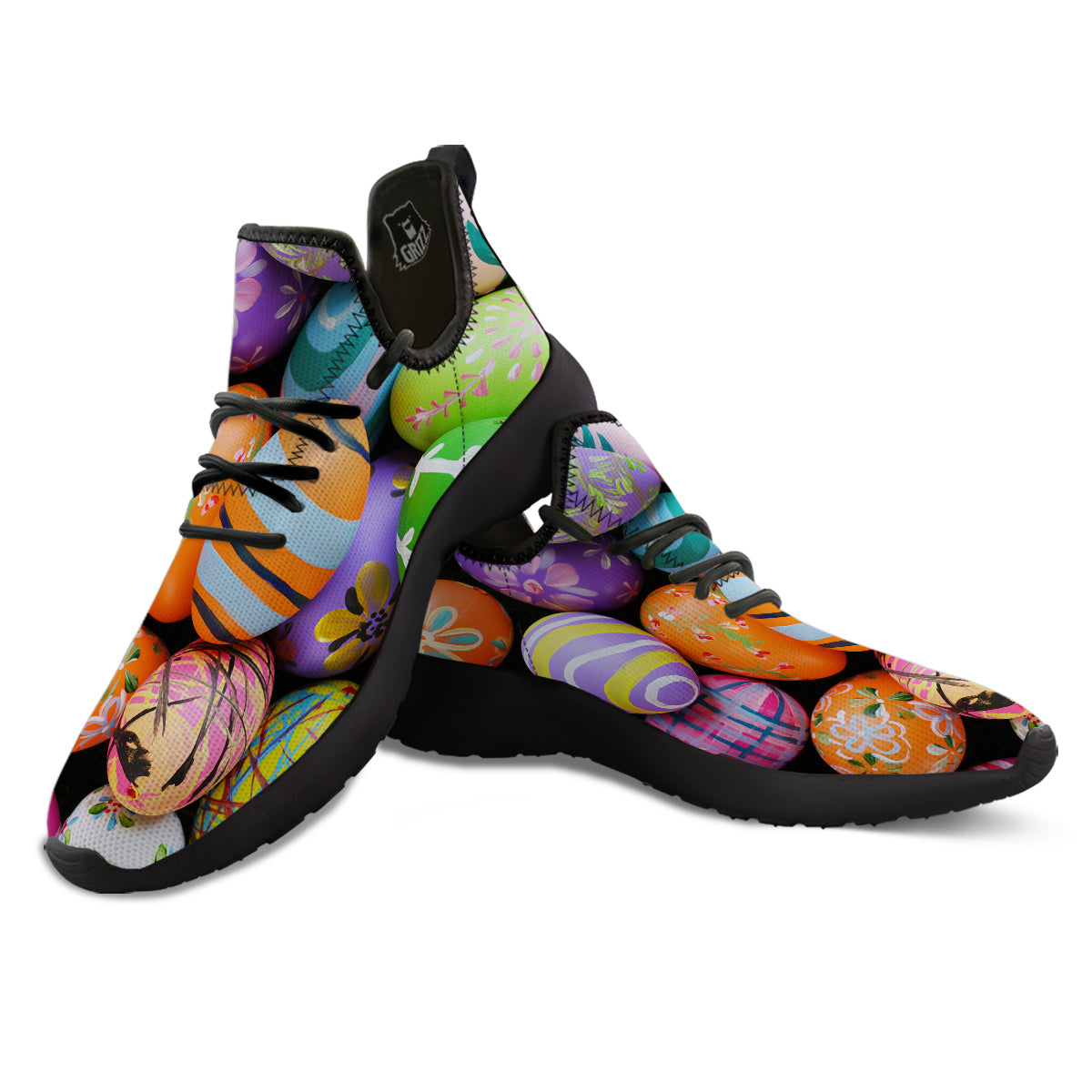 Easter Eggs Colorful Print Black Athletic Shoes-grizzshop