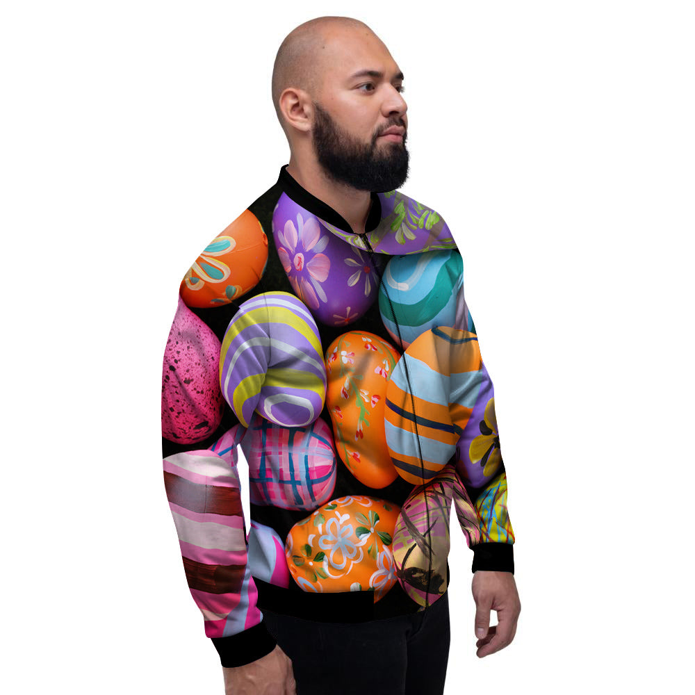 Easter Eggs Colorful Print Men's Bomber Jacket-grizzshop