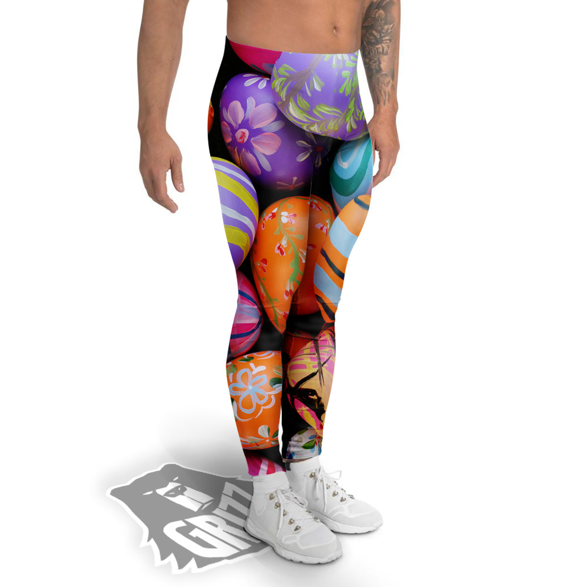 Easter Eggs Colorful Print Men's Leggings-grizzshop