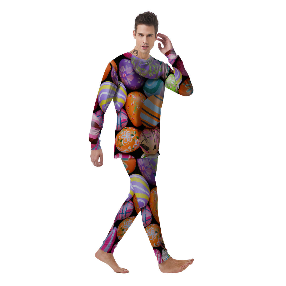 Easter Eggs Colorful Print Men's Pajamas-grizzshop