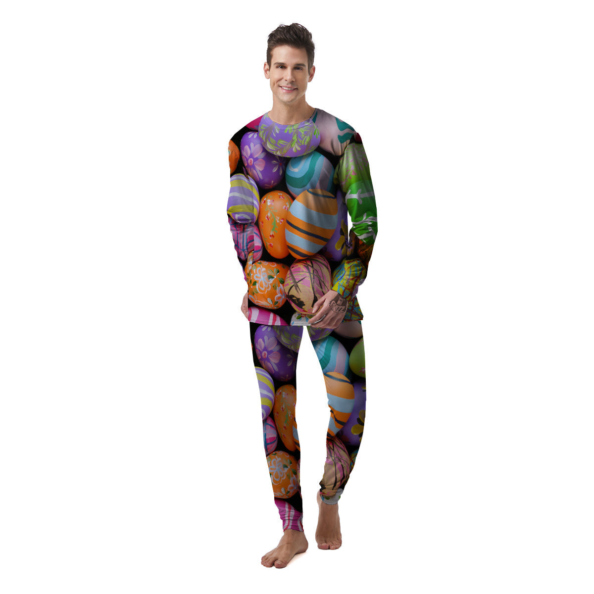 Easter Eggs Colorful Print Men's Pajamas-grizzshop