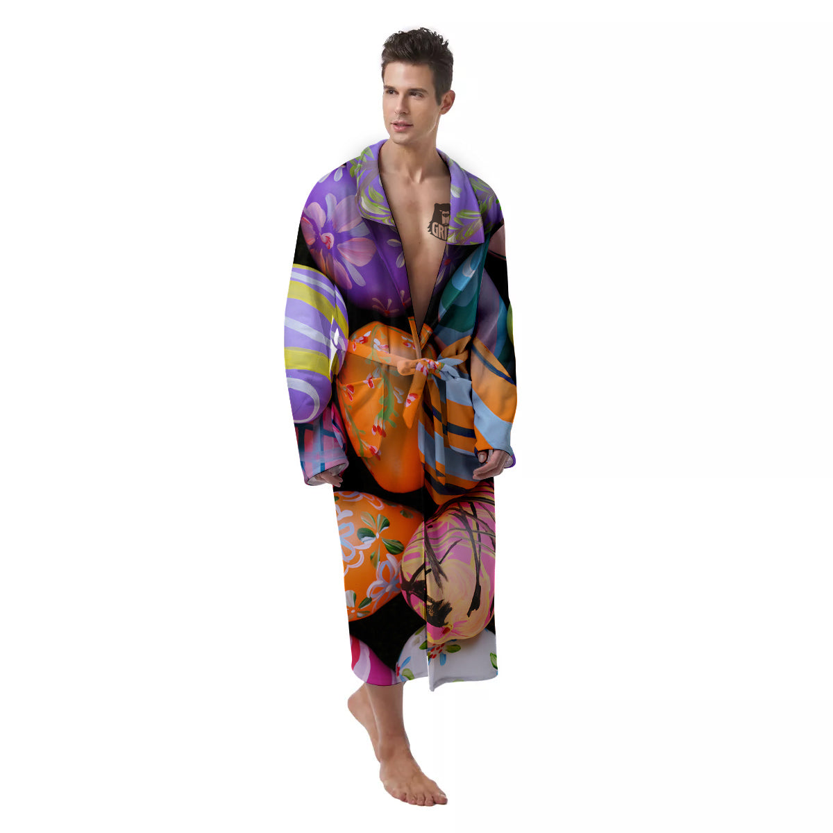 Easter Eggs Colorful Print Men's Robe-grizzshop