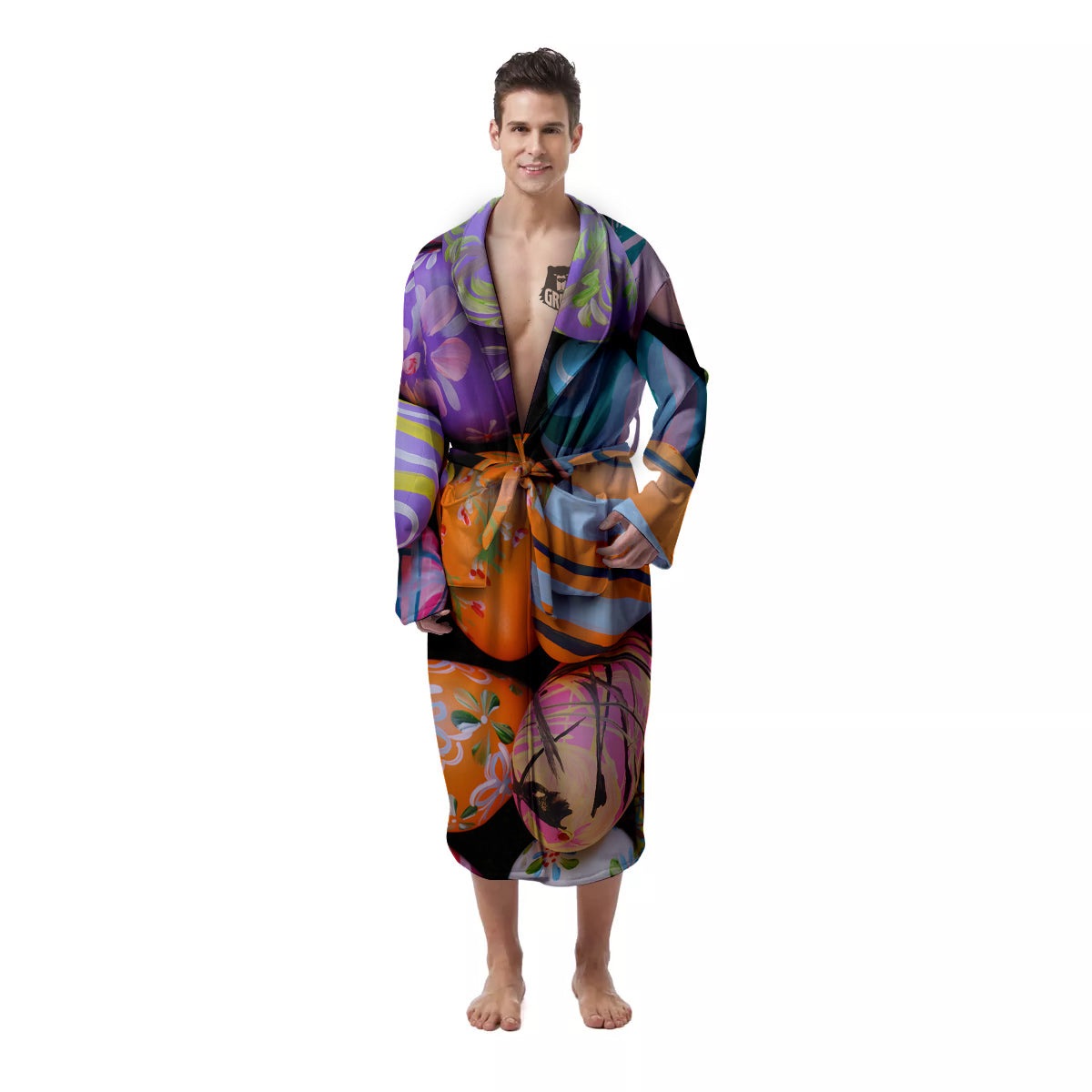 Easter Eggs Colorful Print Men's Robe-grizzshop
