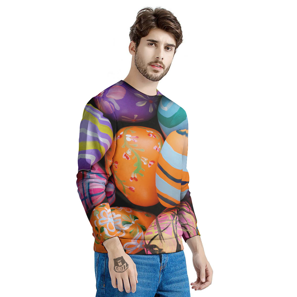 Easter Eggs Colorful Print Men's Sweatshirt-grizzshop