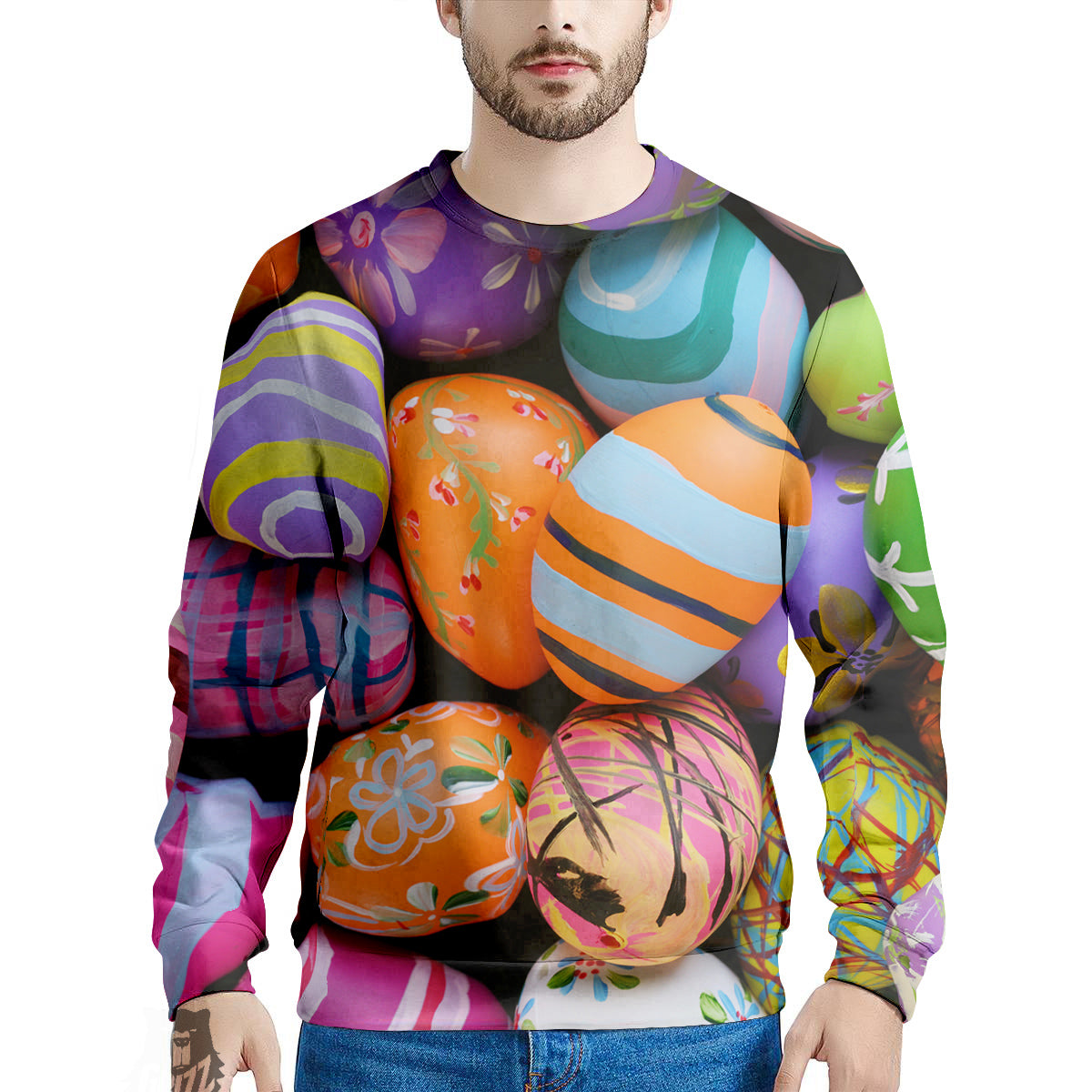 Easter Eggs Colorful Print Men's Sweatshirt-grizzshop